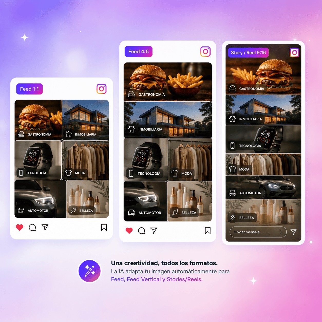 Ejemplo de imagen publicitaria adaptada a los formatos de Meta con IA